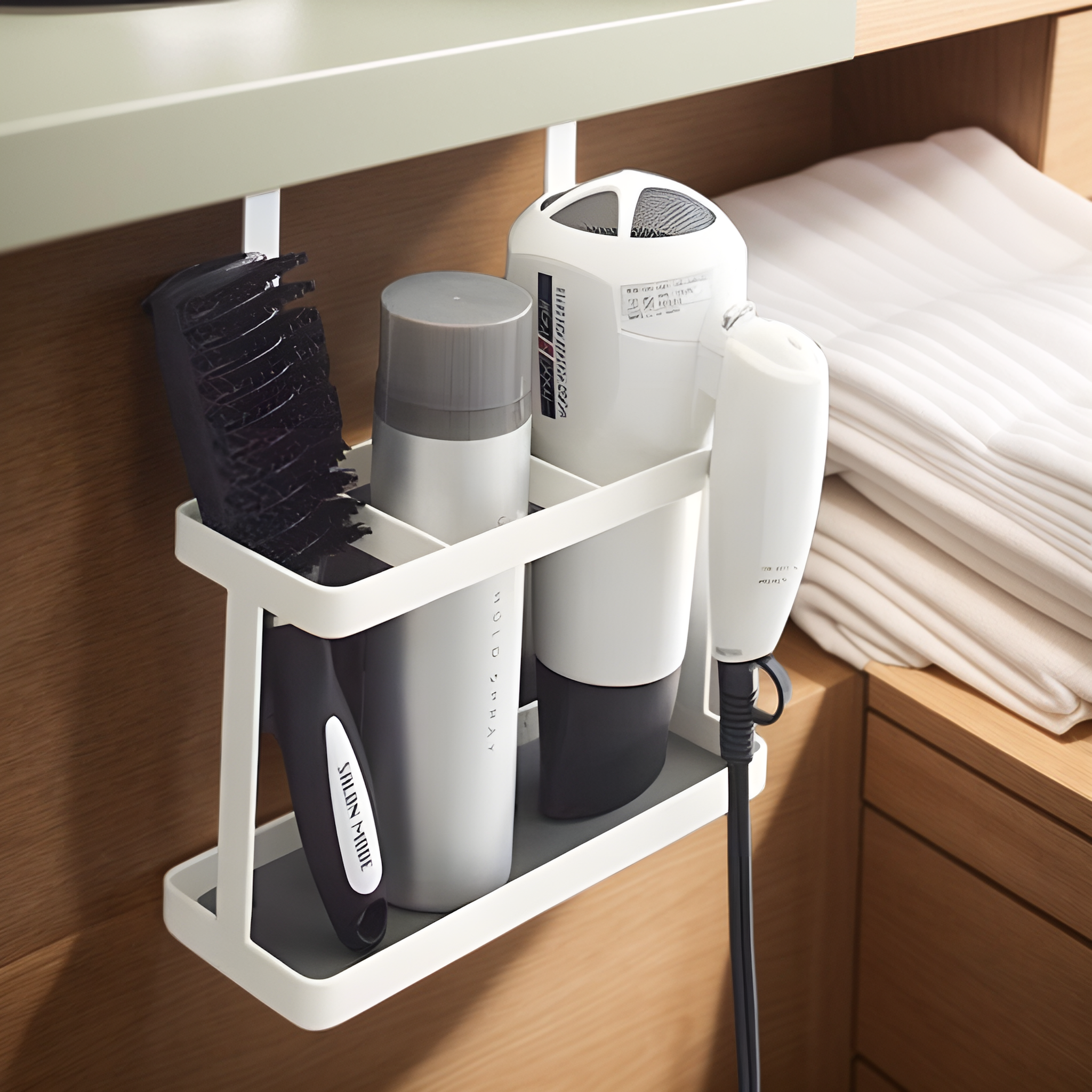 라슈에뜨 도어 오거나이저 걸이형 고데기 헤어드라이기 수납 거치대 모던화이트