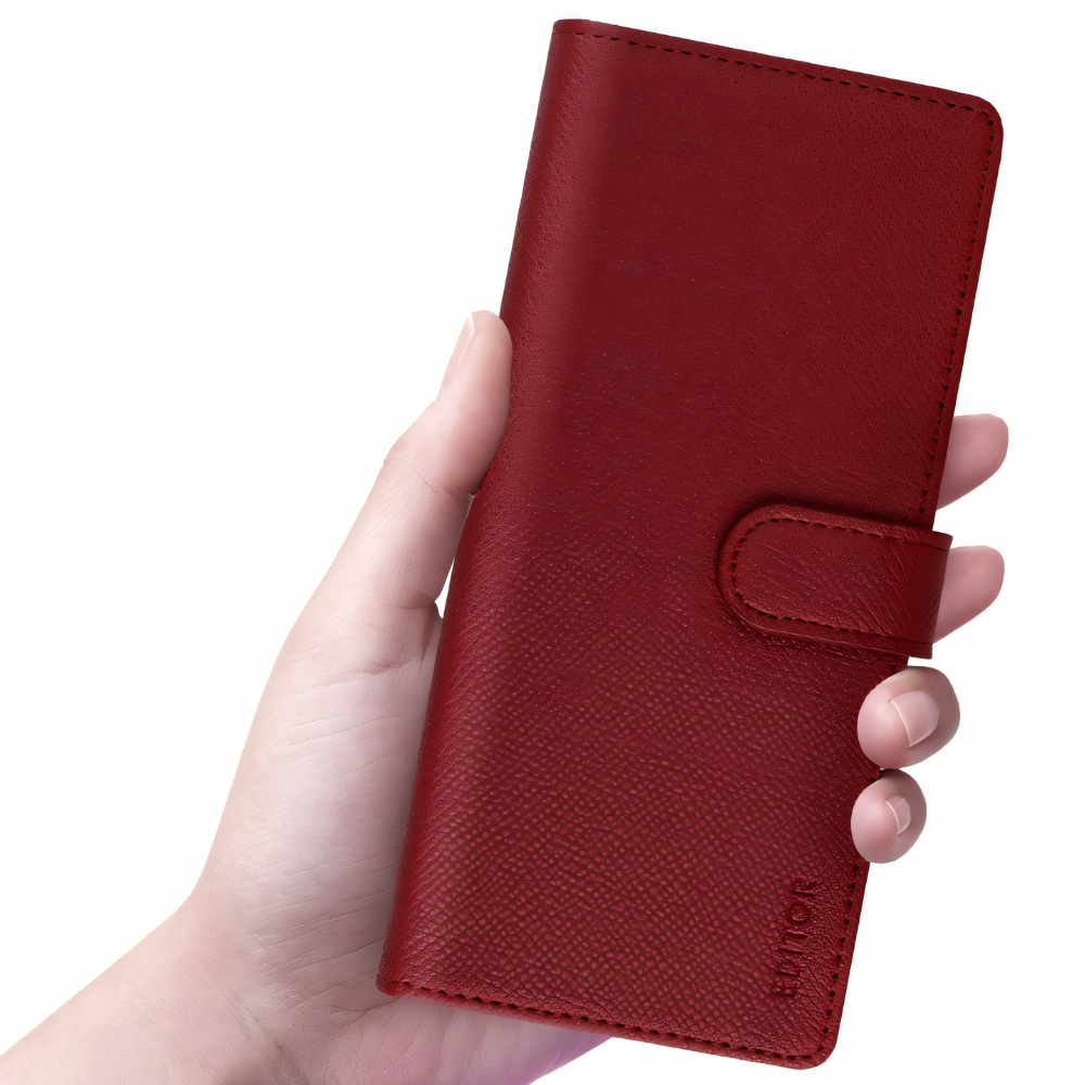 플디2 카드 수납 가죽 지갑 케이스 레드, 갤럭시S25 울트라