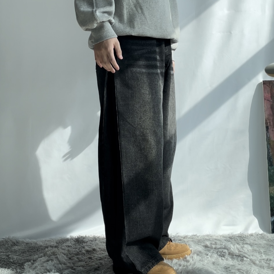 벌룬핏청바지 세미와이드데님 블랙진 - 상세 이미지 2