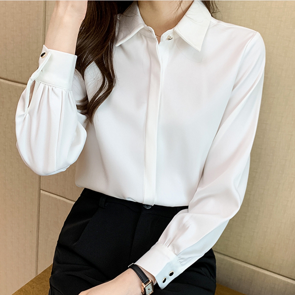 흰블라우스 면접용 결혼식 오픈카라 하객룩 가을 블라우스 이미지 7