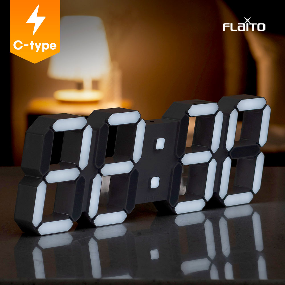 플라이토 유무선 겸용 C타입 3D 숫자 LED 벽걸이 시계 38cm - 메인 이미지