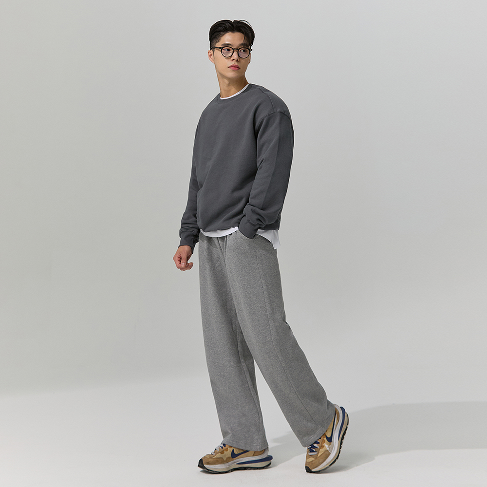 [슈퍼특가]블랙몬스터핏 원턱 기모 와이드 밴딩 바지 스웻 팬츠 - 상세 이미지 5