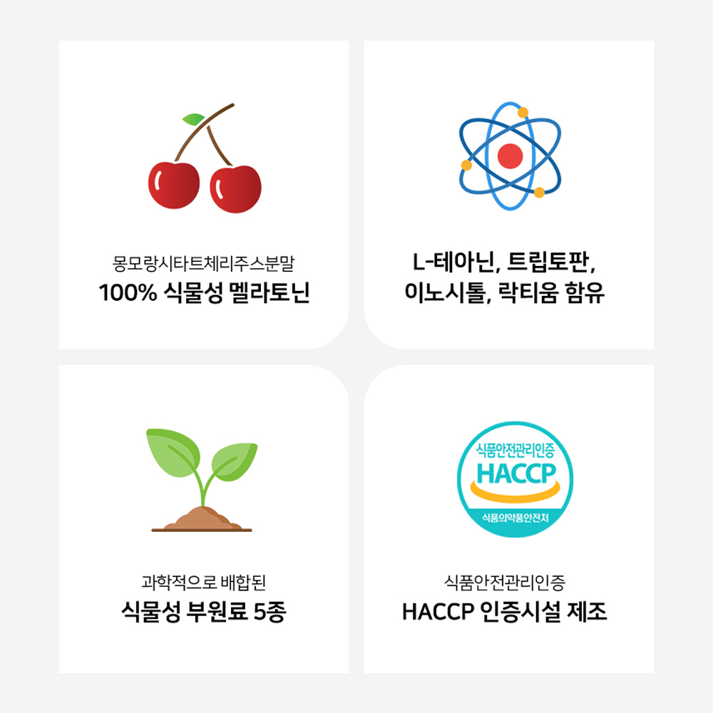뉴트리룸 식물성 멜라나잇 맬라토닌 멜라토닌 메라토닌 몽모랑시 타트체리 테아닌 락티움 - 상세 이미지 4