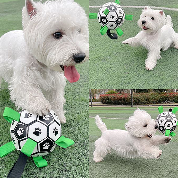 강아지 축구공 15cm 스트랩 놀이 로프 장난감 노즈워크 대형견 소형견 줄달린 터그 탭 공 - 상세 이미지 2