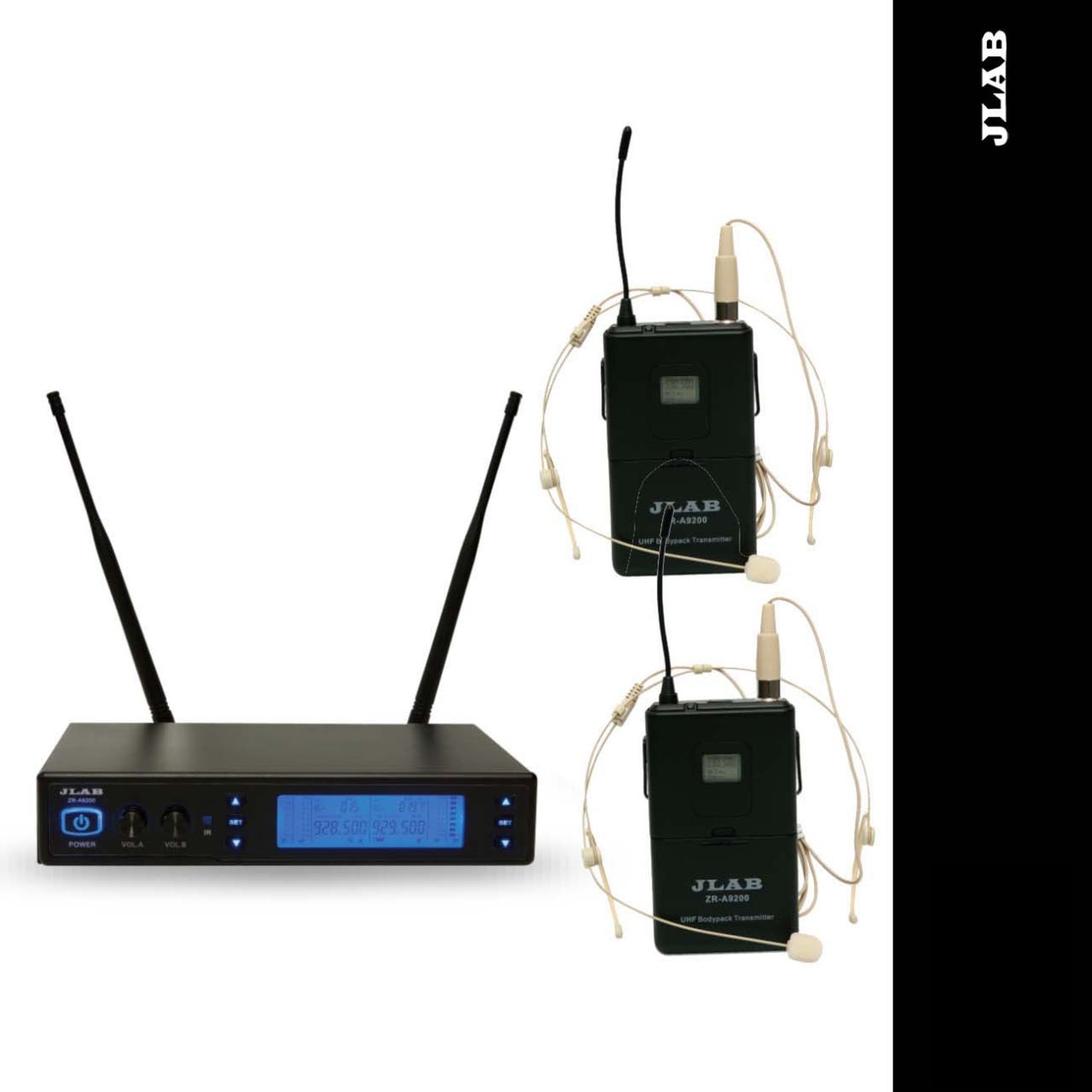 무선 헤드셋 마이크 2채널 헤드마이크 송수신기 회의실 설교 수업 JLAB ZR-A9200