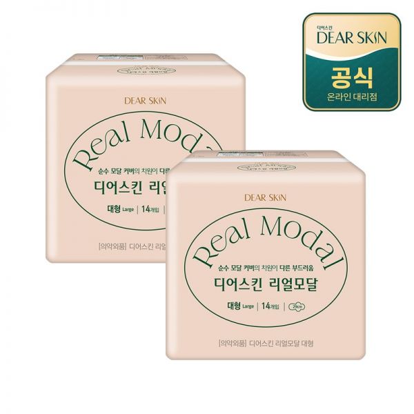 깨끗한나라 디어스킨 리얼모달 생리대 대형 14P x 2팩 : 레드드레곤