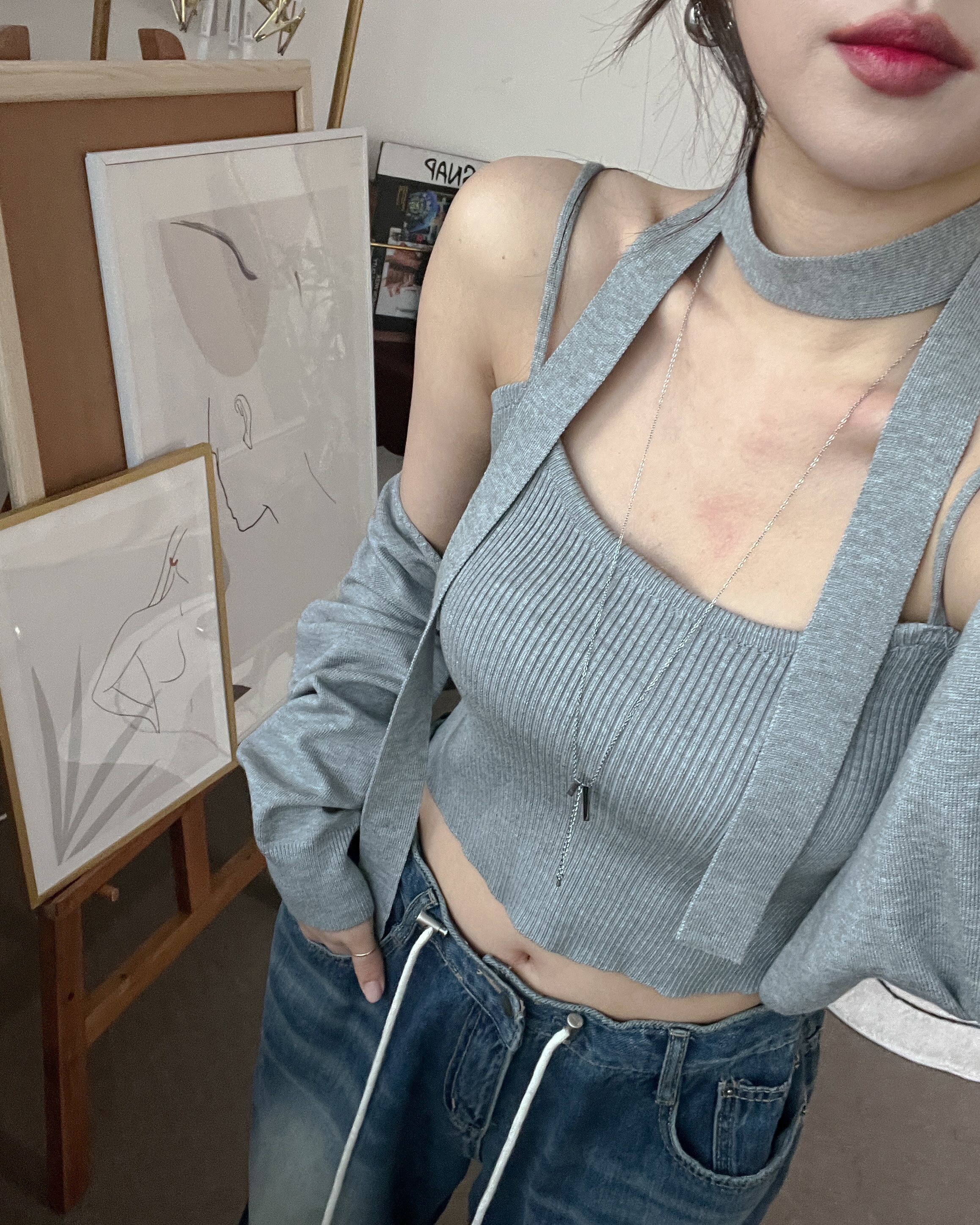 볼레로가디건 타이가디건 레이어드가디건 - 메인 이미지