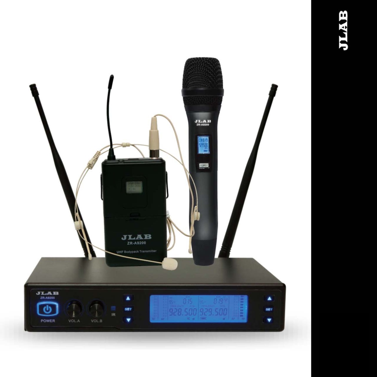 무선 마이크 2채널 핸드마이크 헤드셋마이크 송수신기 강의 행사용 JLAB ZR-A9200