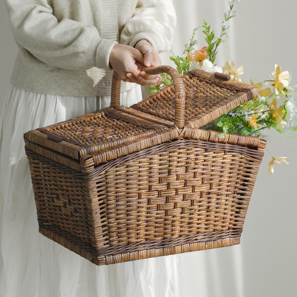 고급 수제 라탄바구니 장난감바구니 장난감정리 과일바스켓 수건보관함