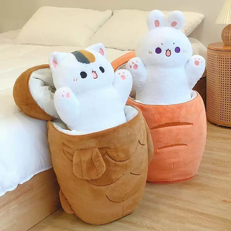 붕어빵고양이 인형 봉제 당근 냥이 까꿍 애착인형 토끼 귀여운 쿠션 베개 선물
