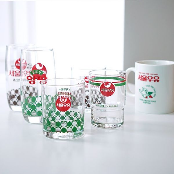서울우유 홈카페 레트로 빈티지 유리컵 아이스컵 370ml 245ml : 금잔화모종
