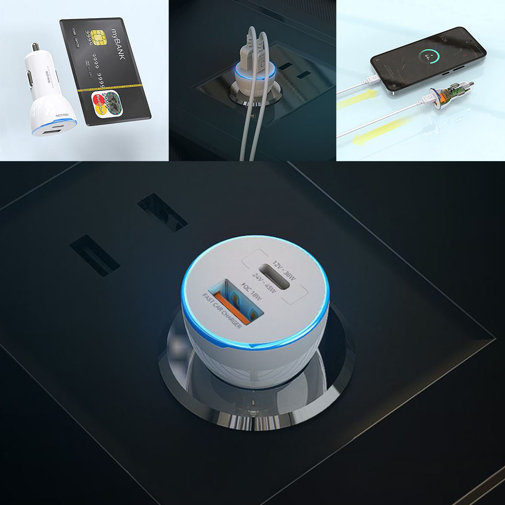 차량용 초고속 충전기 미니 동시충전 c타입 usb 포트 케이블 - 상품 이미지