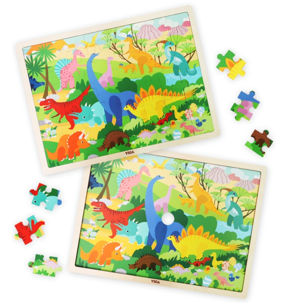 기차놀이 공룡시대그림유치원원목퍼즐 숫자안내어린이집나무퍼즐 48pcs 5세 6세 - 상품 이미지
