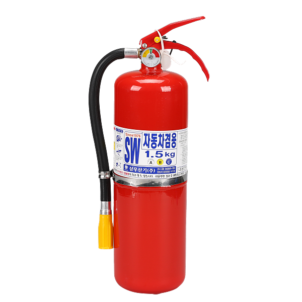 국산 분말 ABC 소화기 1.5Kg 자동차겸용 가정용 업소용 사무실용 보급형 삼우산기 - 상품 이미지