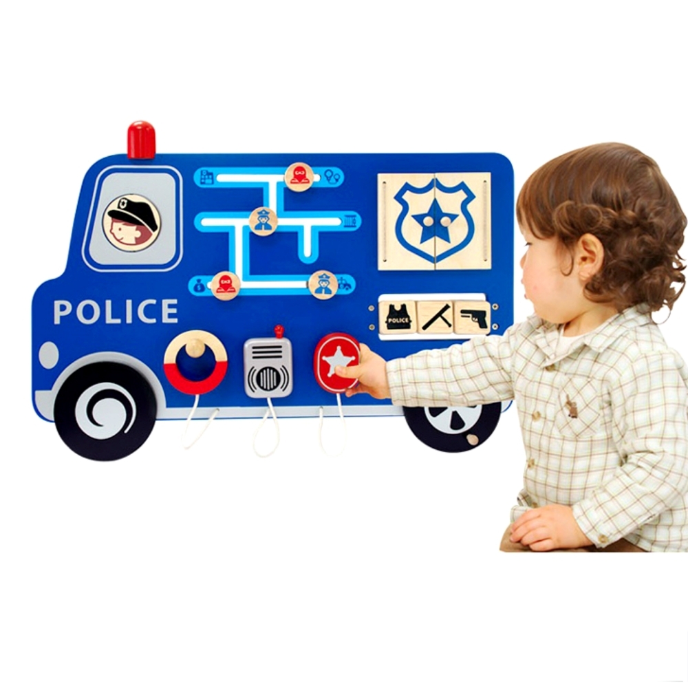 유아벽걸이교구 경찰차놀이장난감 원목벽부착장난감 아기방벽꾸미기