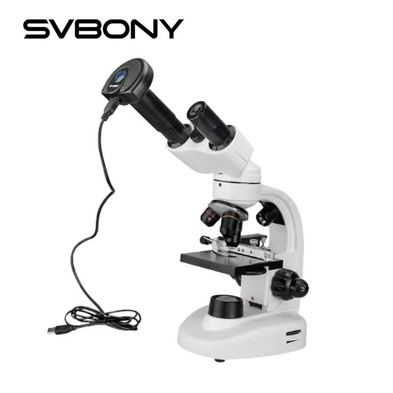SVBONY SV605 이중 간이 전자 현미경 과학 키트와 함께 40x-1600x LED 조명 및 SV189 카메라 포함 : 골져스듀