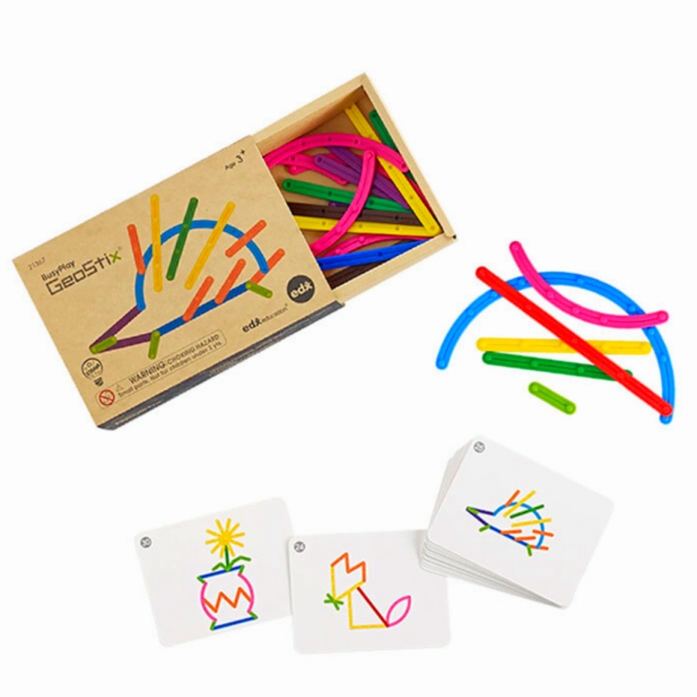 도형놀이블럭퍼즐 플라스틱종이퍼즐막대블럭 만3세이상지오스틱스 100pcs - 상품 이미지