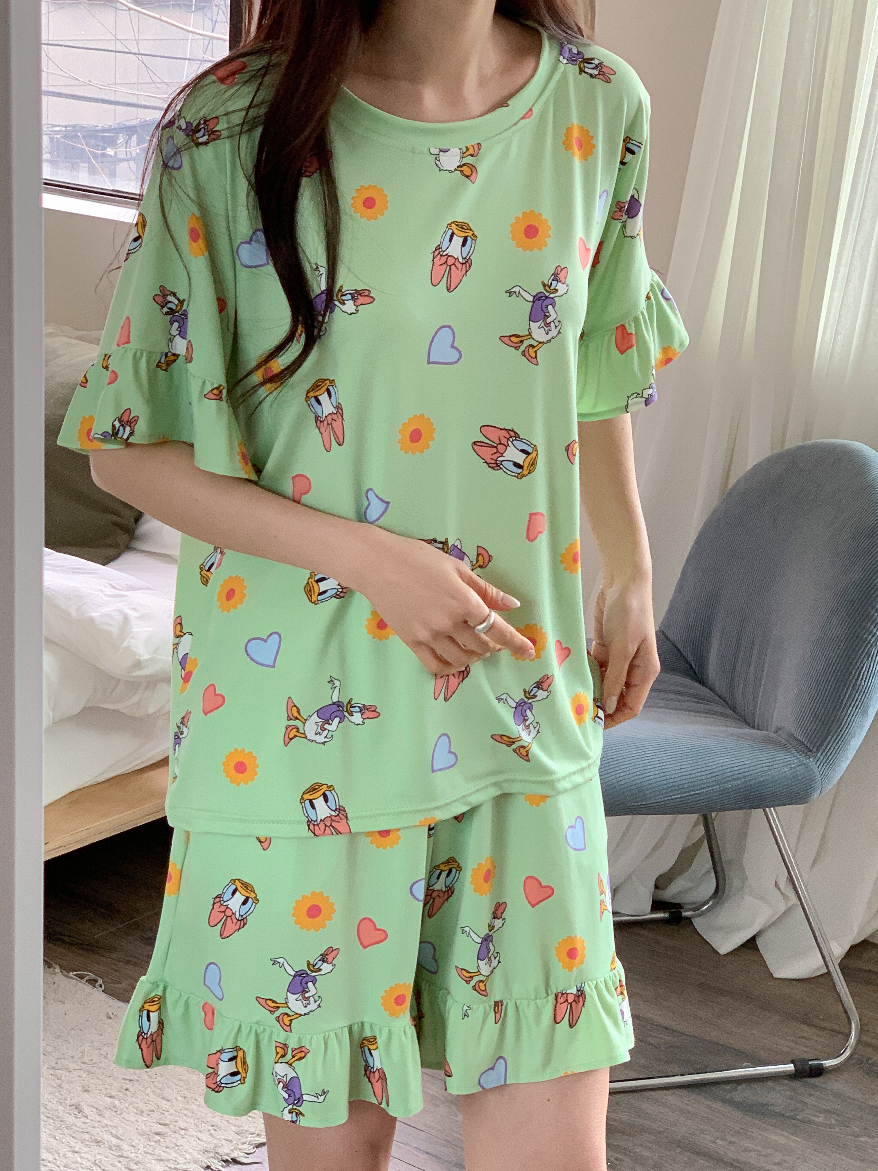 (무배)디즈니 러블리 마리 데이지 미니 프릴 반팔 반바지 빅사이즈 여름 여성 잠옷 상하세트 상세 이미지 14