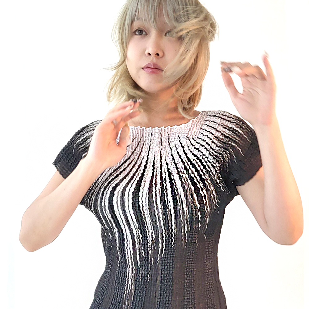 플리츠 블링블링 시스루 캡소매 티 블라우스 - 상세 이미지 5