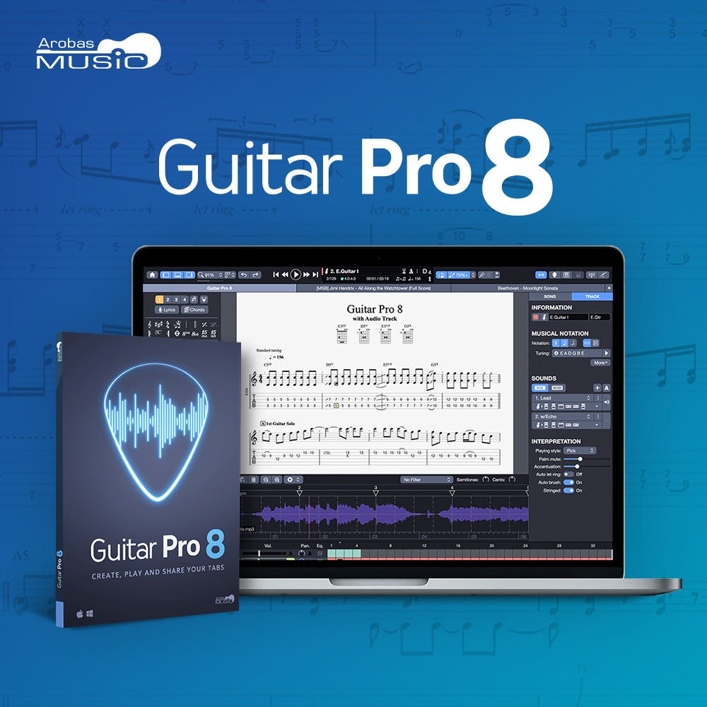 Guitar Pro 8 기타프로8 타브 악보 제작 Arobas Music - 메인 이미지