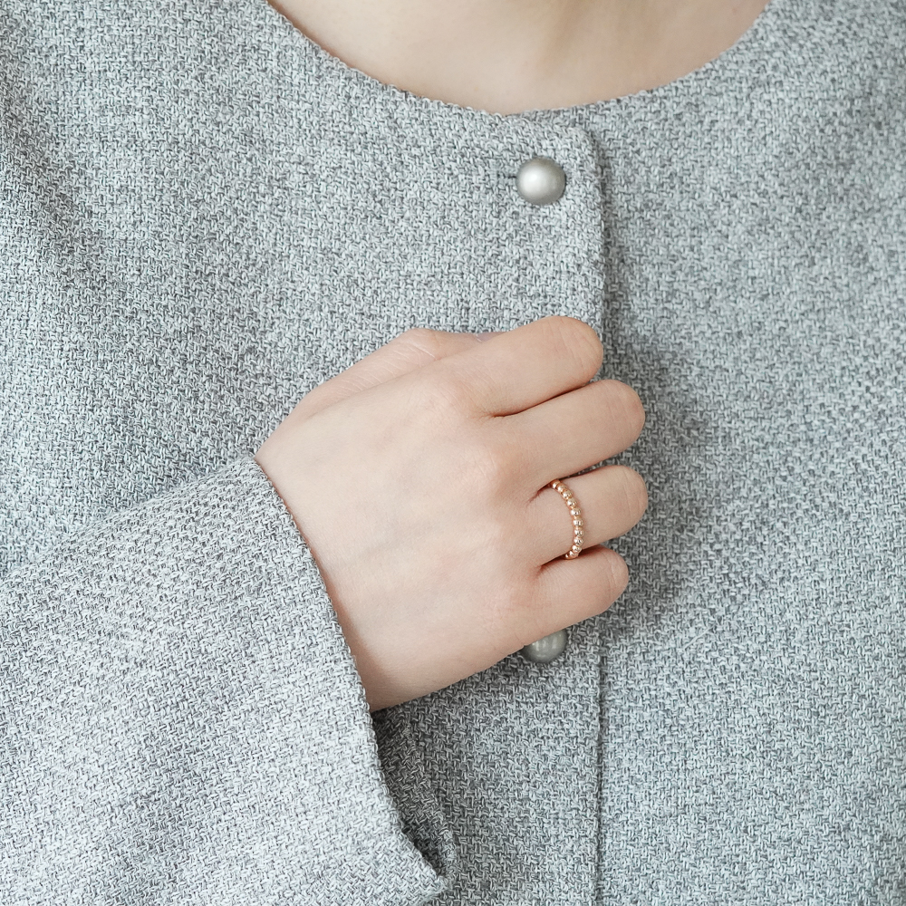 14K 18K 볼 금 반지 쥬얼리 레이어드 - 상세 이미지 2