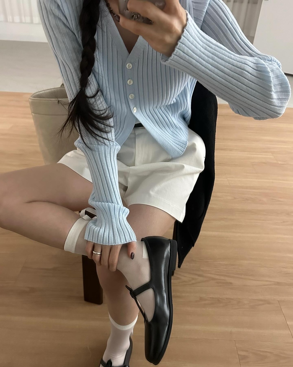 레비디 여성 스판 골지 크롭 레이어드 이너 하객룩 출근룩 오피스룩 브이넥 니트가디건 상세 이미지 37