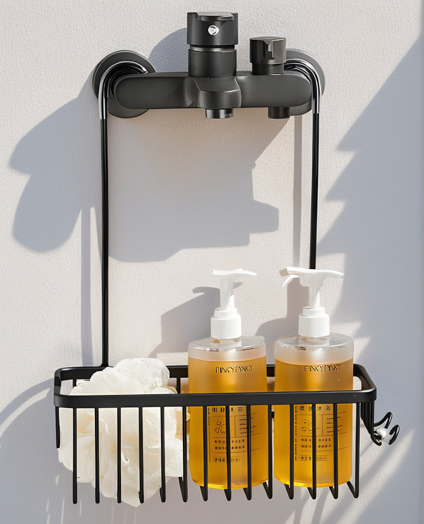 라슈에뜨 무타공 욕실 샤워수전 걸이형 욕실용품 디스펜서 정리 선반 메탈실버