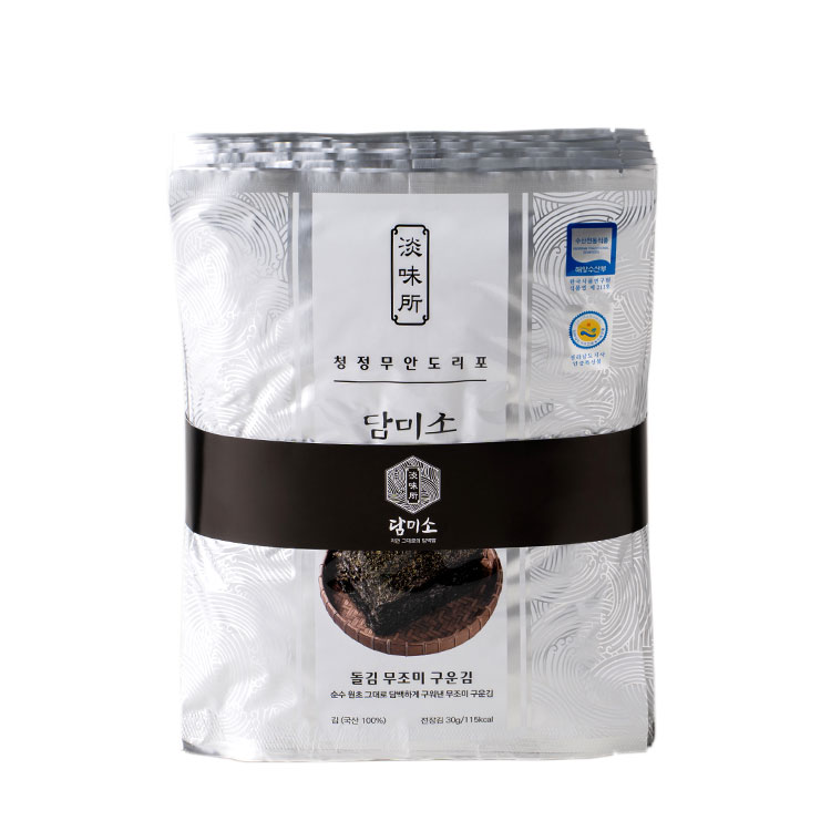 담미소 돌김 무조미 구운김 한속/ 전장김10봉,100장/ 전남 무안 도리포 지주식 곱창김