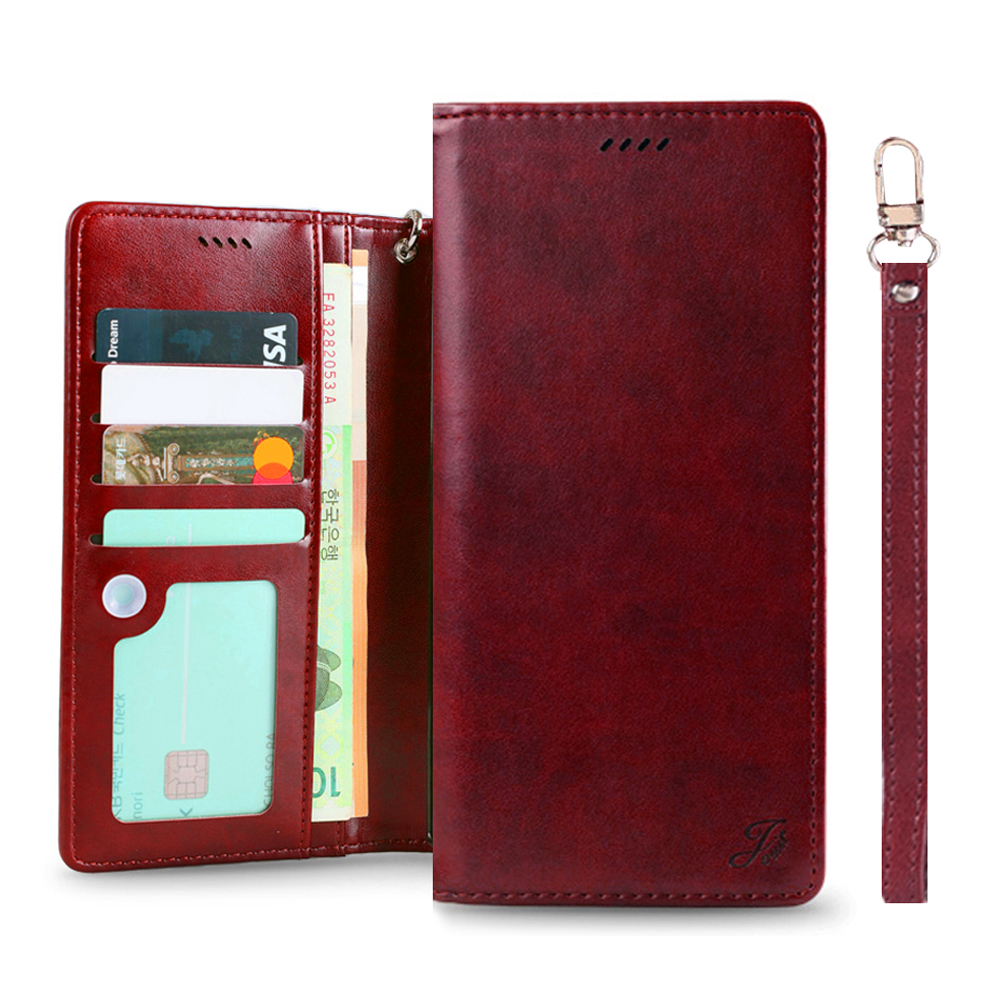 다이어리 플립 커버 스트랩 플립형 지갑 케이스 레드, 갤럭시 노트10 플러스 - 상품 이미지