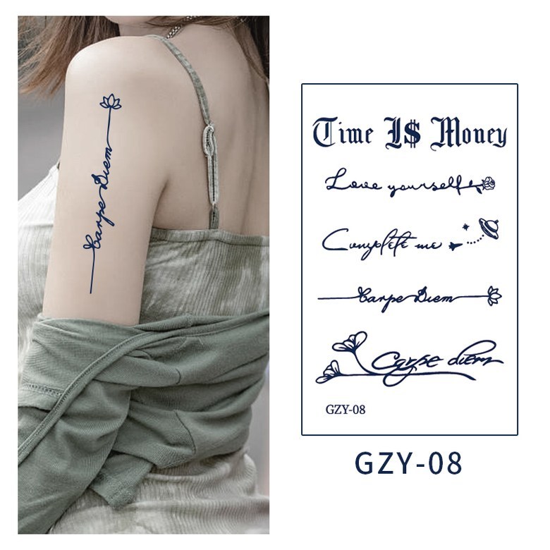 MIR WAY 레터링 리얼 타투 스티커 GZY08 1개 - 상품 이미지