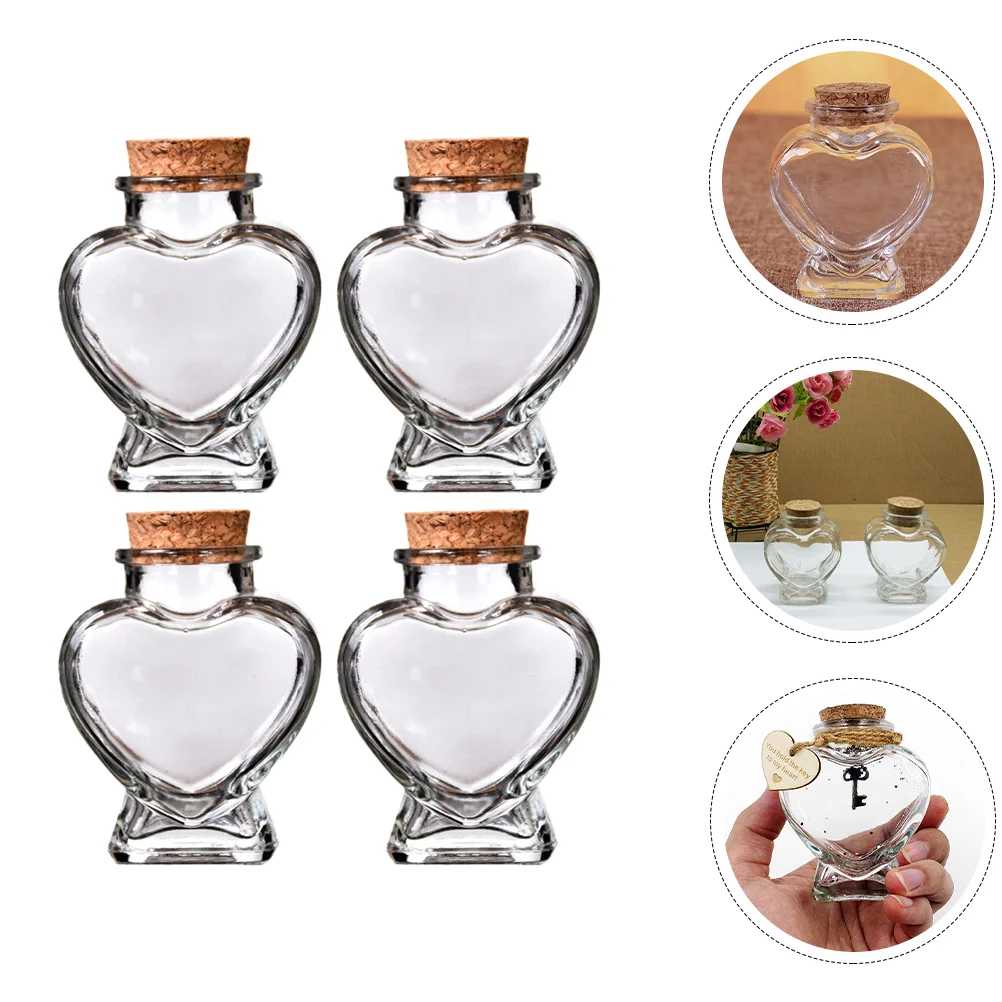 4Pcs 투명 소원 병 심장 모양의 향수 유리 드리프트 항아리 DIY 공예 : 홈베이직135