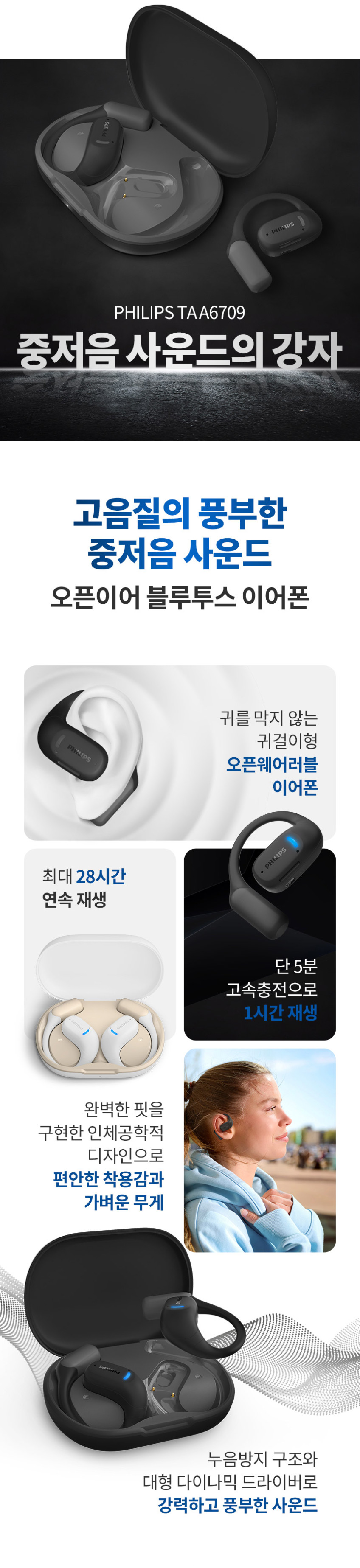 필립스 블루투스 무선 오픈형 이어폰 TAA6709 화이트 판매처 상세 정보 이미지 4