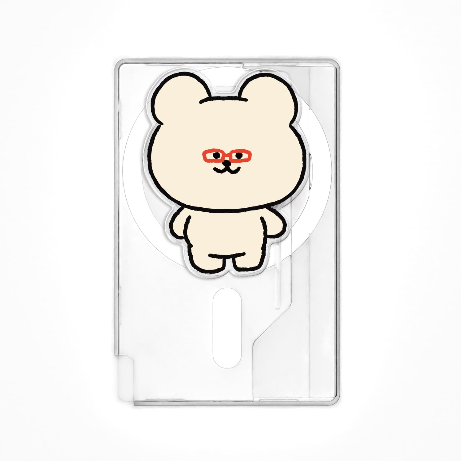 168cm 맥세이프 그립톡 카드지갑 올인포켓 빨간 뿔테 곰찌 - 상세 이미지 4