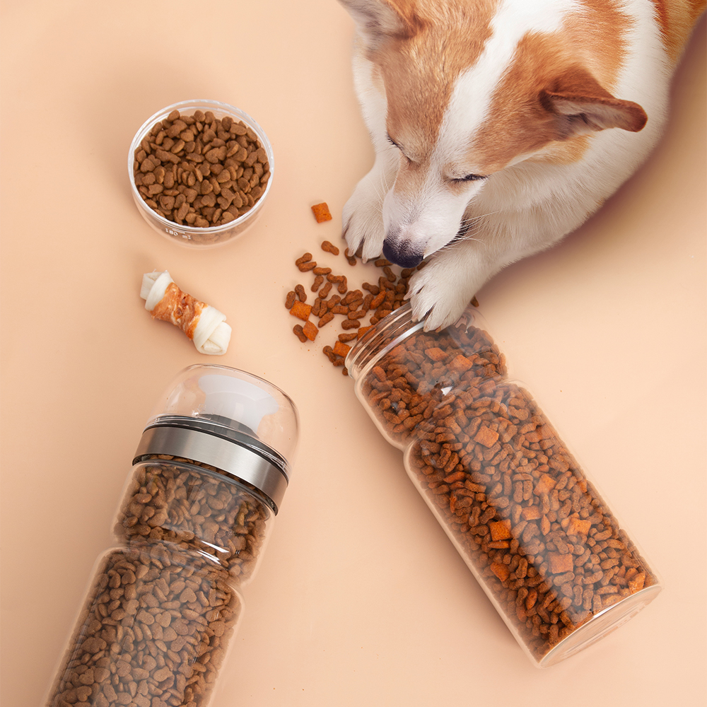 내열유리 고양이 진공 사료 보관통 밀폐 강아지 사료통 1kg 이미지 3