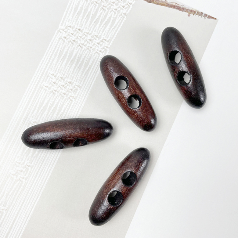 (국산) 4cm 우드 타원형 떡볶이단추 코트단추 2구 (4p) - 상세 이미지 4