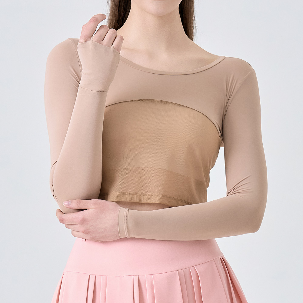 여성 골프이너웨어 여름 냉감 손등 커버 무광 스킨 크롭 티셔츠 여성골프웨어