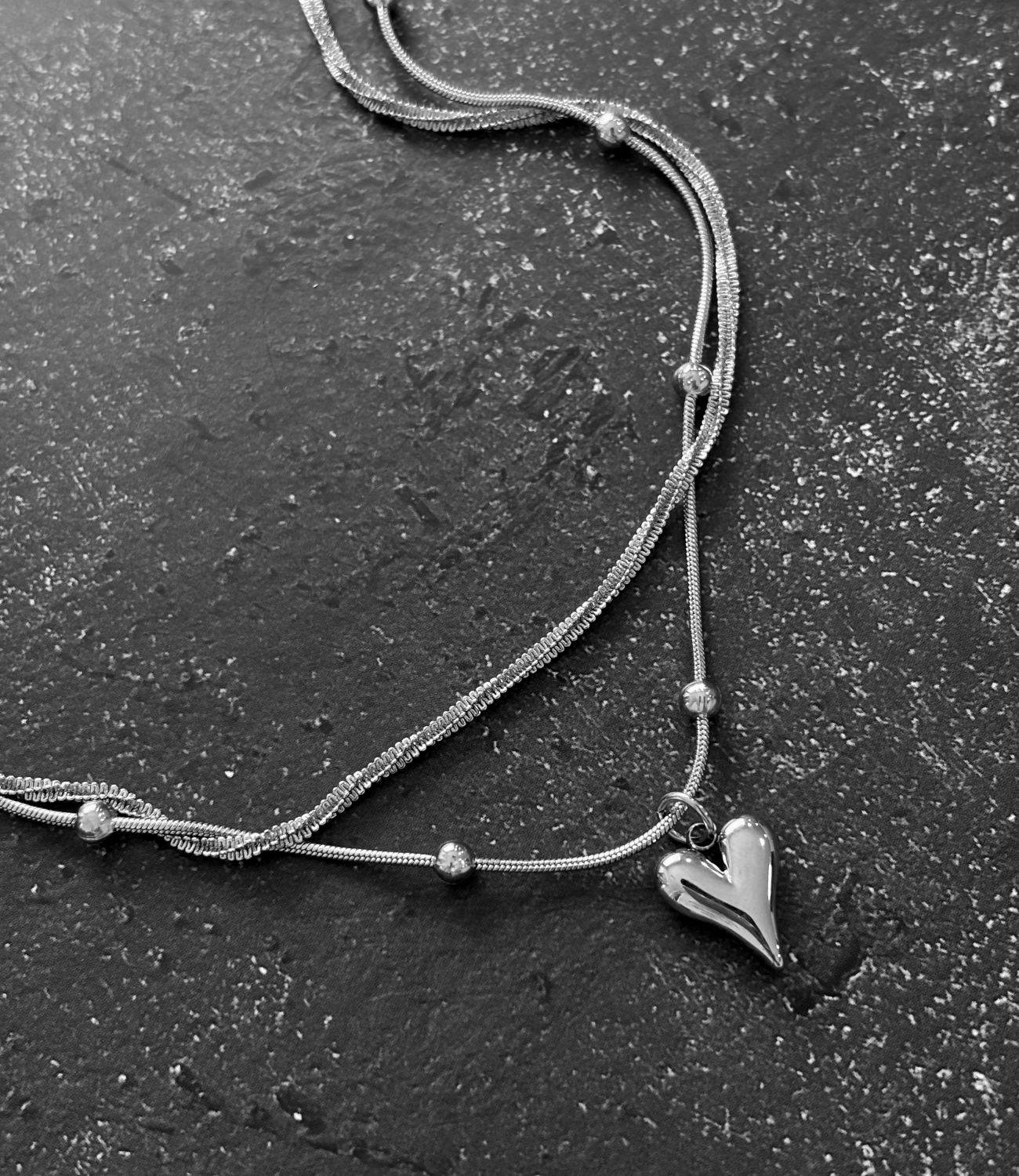 AMOUR 하트 펜던트 미니 실버펄 은진주 레이어드 체인목걸이 상세 이미지 16
