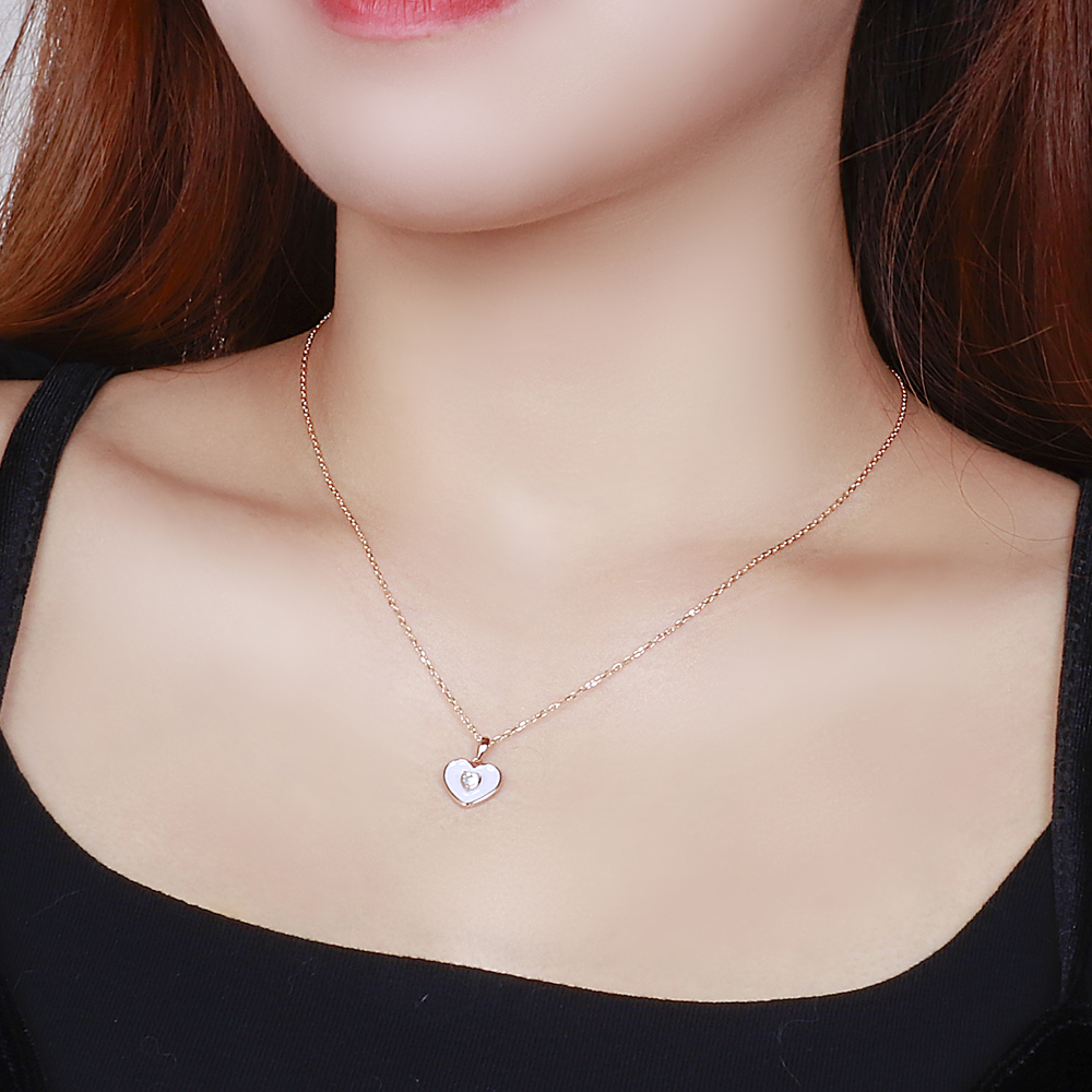14K 하트 큐빅 목걸이 컬러 에폭 펜던트 클로버 딸랑이 이미지 7