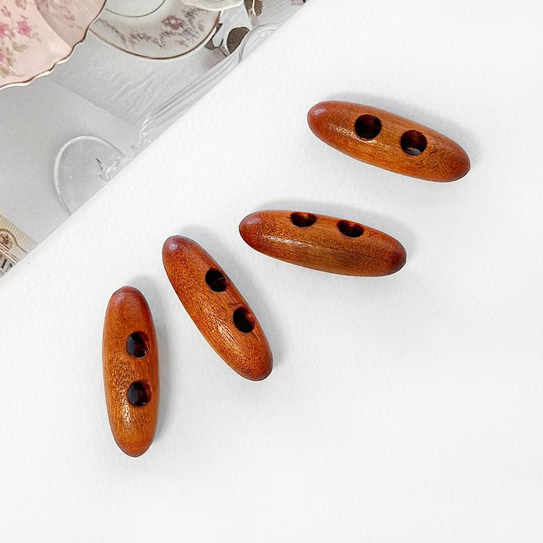 (국산) 4cm 우드 타원형 떡볶이단추 코트단추 2구 (4p) - 상세 이미지 3