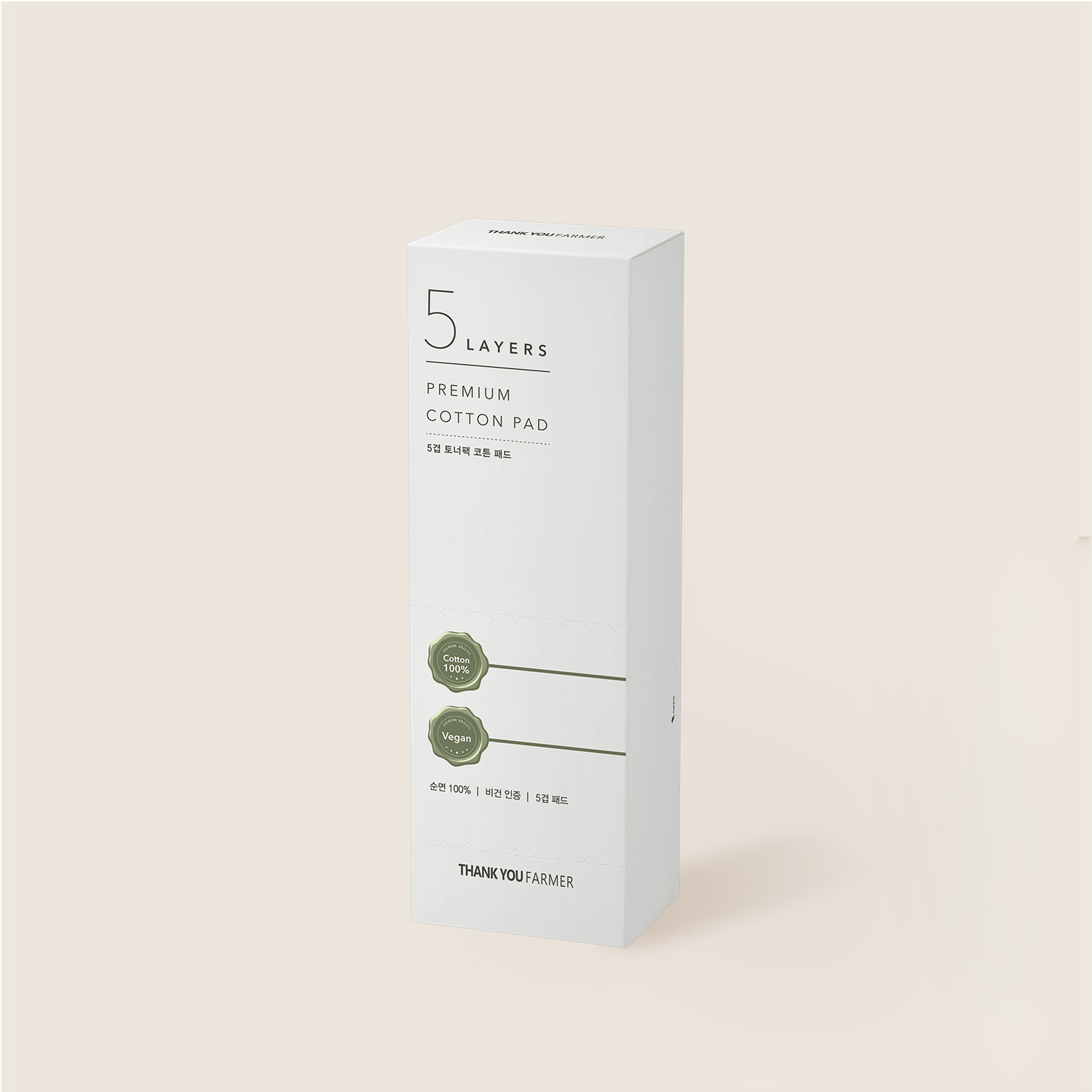 땡큐파머 5겹 토너팩 프리미엄 코튼 패드 60매 300컷 / 비건 / 순면화장솜