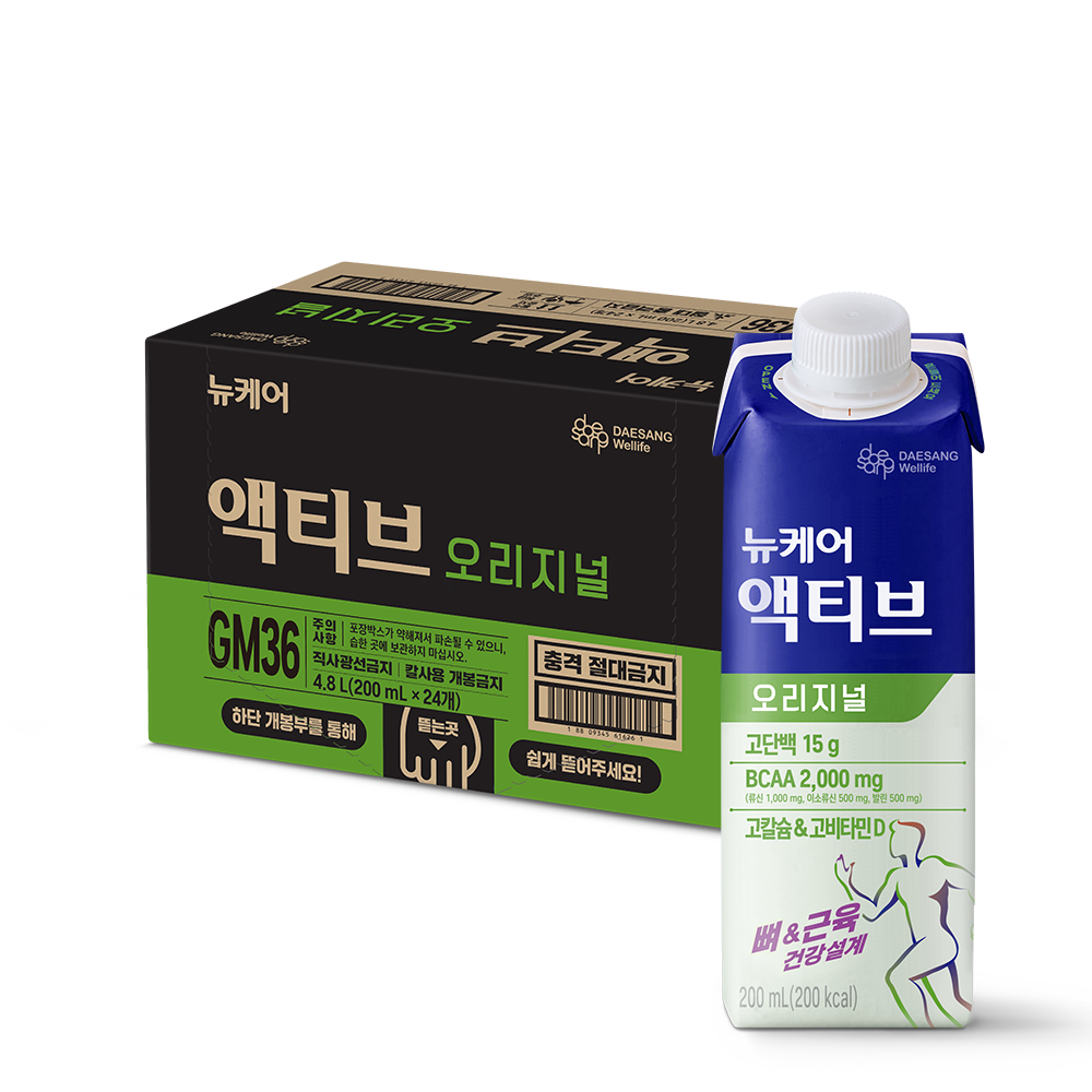 대상웰라이프 뉴케어 액티브 오리지널 200 mL 24팩 균형영양식 액상 단백질음료 - 상품 이미지