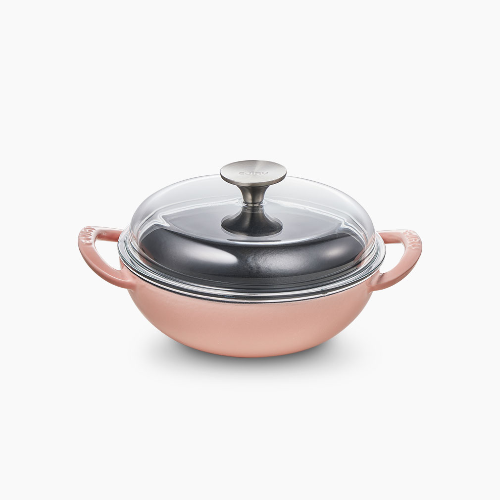 에지리 블랙아이언 인덕션 무쇠냄비 베이비웍 하이돔 20cm, 피치핑크