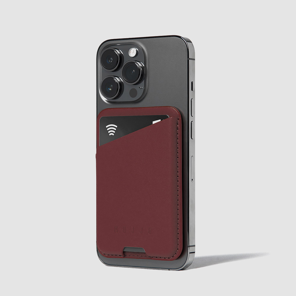 무쪼 가죽 맥세이프 카드 지갑 - 버건디 / 아이폰 마그네틱