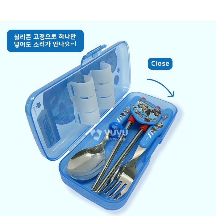 헬로카봇 수저세트 젓가락 스푼포크 무소음 수저케이스 어린이 유아 휴대용 아동 - 상세 이미지 5