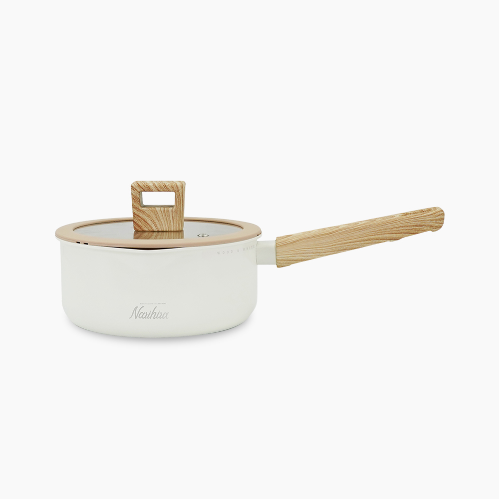 [나리히라] 우드앤화이트 인덕션 편수냄비 18cm