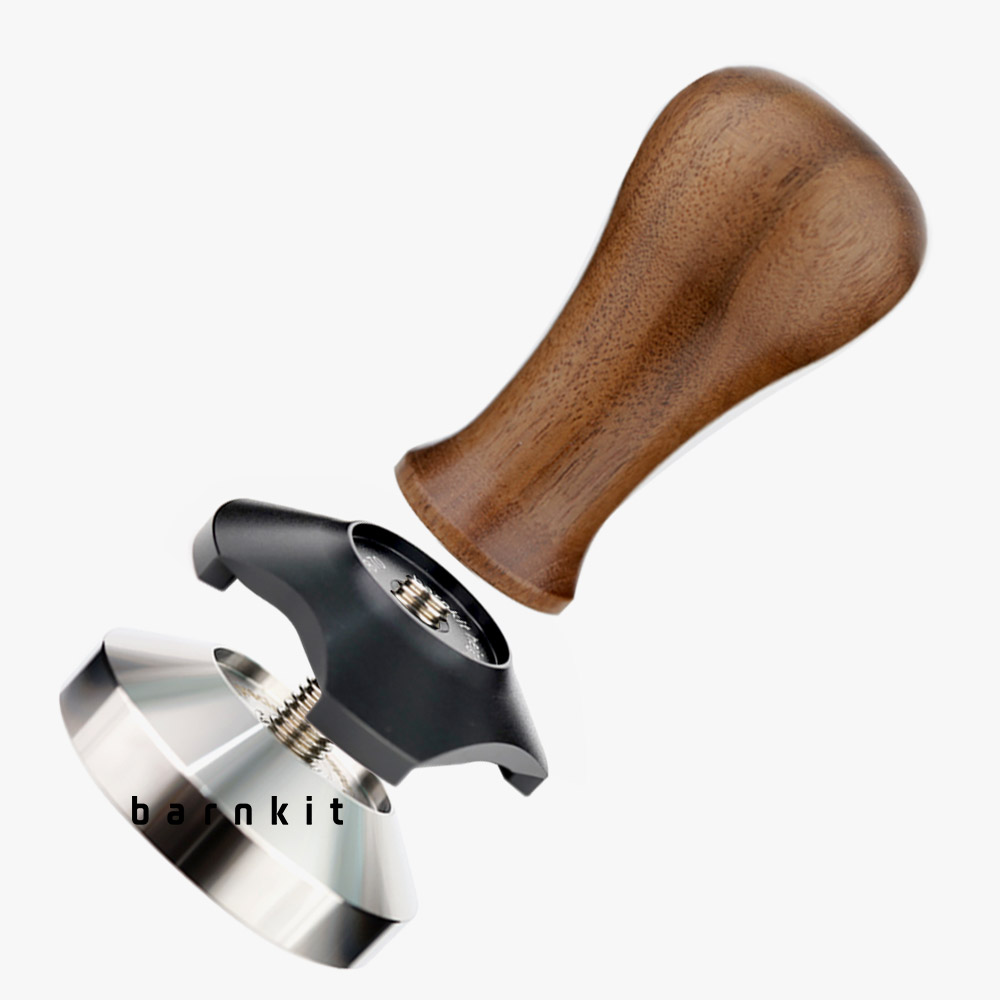 커피템퍼 반킷 58.4mm 높이조절 월넛우드 정압 푸쉬 어저스터 탬퍼 하이브리드 - 상품 이미지