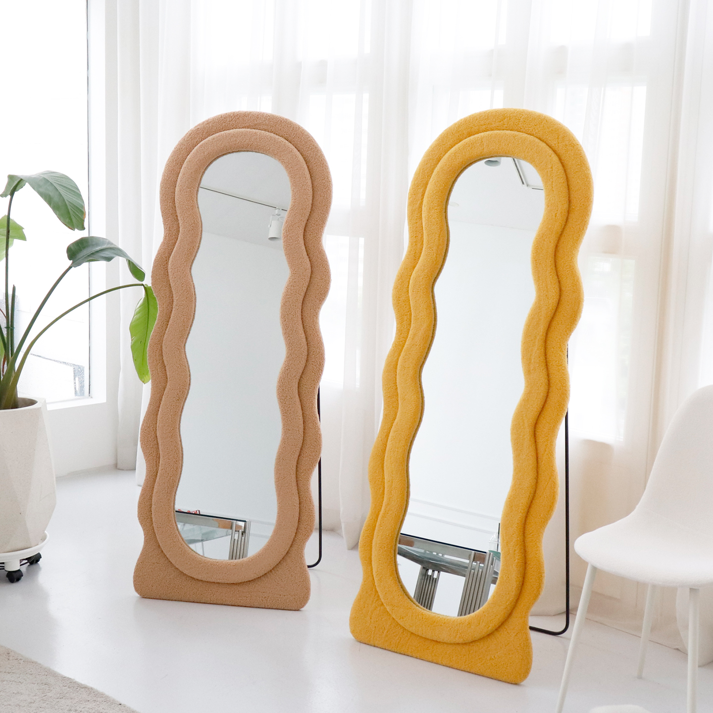 플레 비정형 인테리어 전신거울 특대형 부클레 원단(4color)