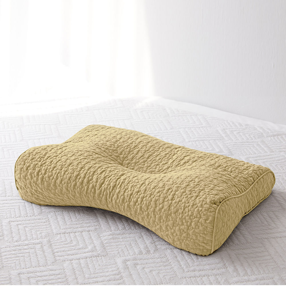 메밀베개 시원한베개 경추 목베개 편백나무 낮은 입체형-옐로우, 31x52cm