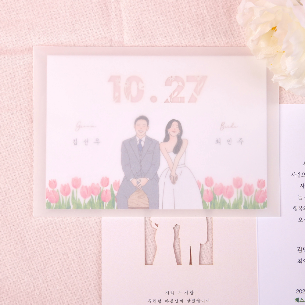 [자체 제작] 165x115 고품질 두꺼운 트레싱지 봉투 반투명 트레이싱 결혼 청첩장 - 상세 이미지 4