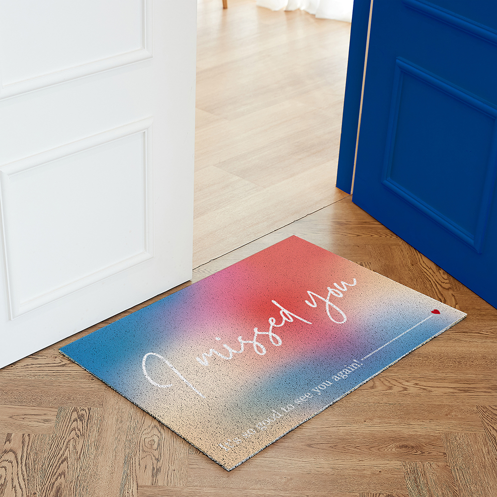 코메샵 웰컴 매트 그라데이션 WM14-1 보고싶었어 연보라+파랑 현관 코일매트 90x60cm - 상세 이미지 3